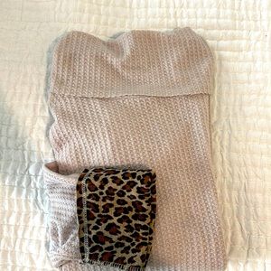 Umgee cowl neck top with leopard cuff detail